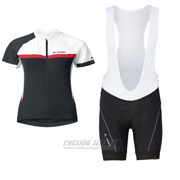 2017 Cycling Jersey Women Vaude White and Black Short Sleeve and Bib Short